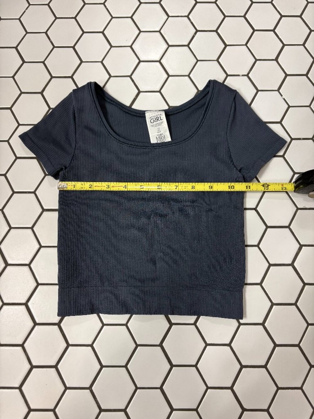 Athleta Girl Rise Above Rib Crop Tee Grey Girls Size Small